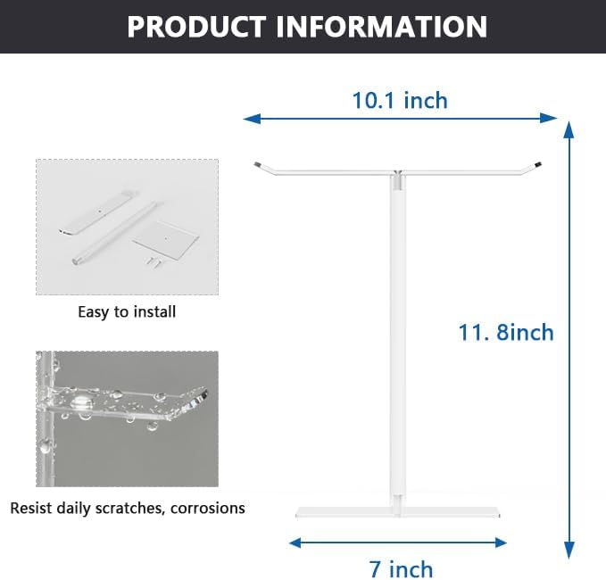 Acrylic Countertop Towel Holder Stand - T-Shape Modern Hand Towel Stand for Bathroom & Kitchen, Countertop Towel Holder with Easy Screw Assembly, Space-Saving Bathroom Decor for Counters (M-1T-Shape) image 3