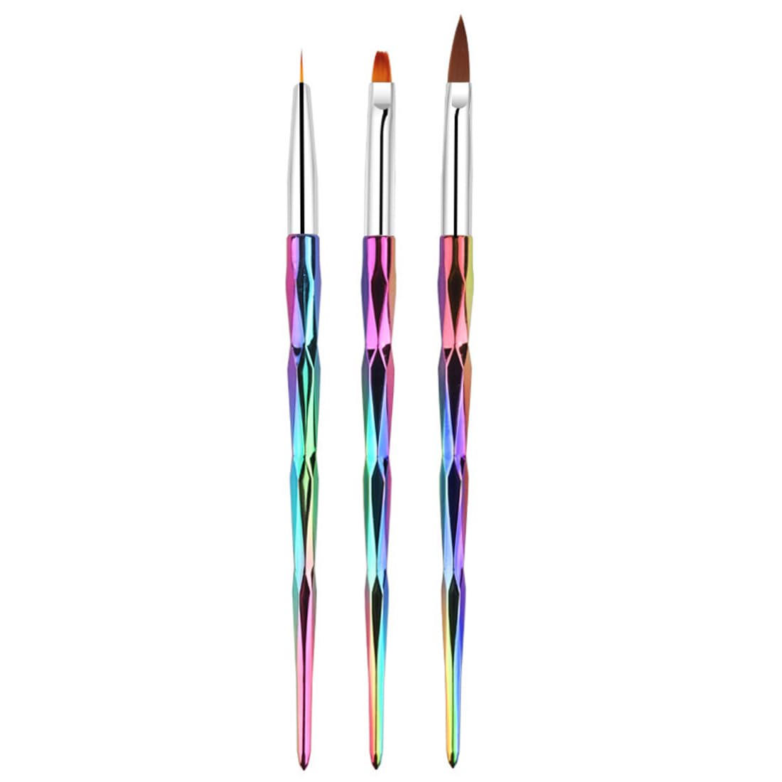 XIKSJW Pinceles Para Uñas De Gel, 3 Pcs Set De Cepillo De Esmalte Uñasde Pincel Uñas De Uv Gel,Nail Art Acrílico Pintura Dibujo Diseño Cepillo Diy Kit De Herreamientas De Manicurade