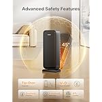 PELONIS Space Heater Indoor With 75 Oscillation & Remote, 16 Inch Portable With Thermostat & 12H Timer, Electric Room With Eco, Ceramic Desk for Bedroom Home Office, 1500W - Image 5