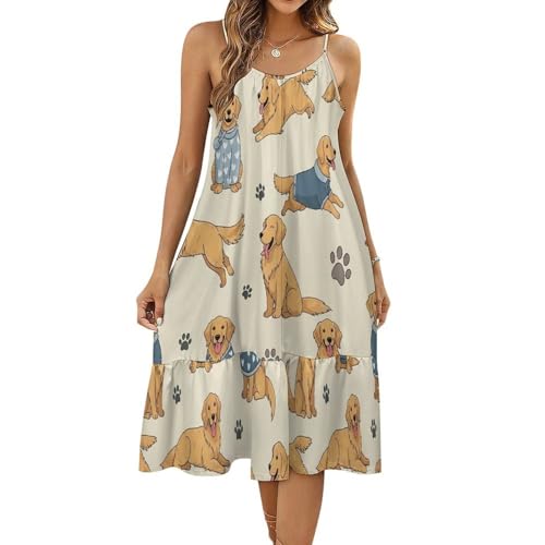 SWEET TANG Women's Summer Maxi Dress, Spaghetti Strap Ruffle Hem