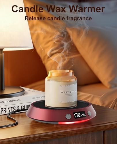 Image of Kepwam Coffee Mug Warmer - 50W Electric Coffee Warmer for Desk 3 Temp Settings & 2-9 Timer Smart Cup Warmer for Desk Candle Warmer Plate with LED Lights Beverage Tea Milk Warmer for Home & Office