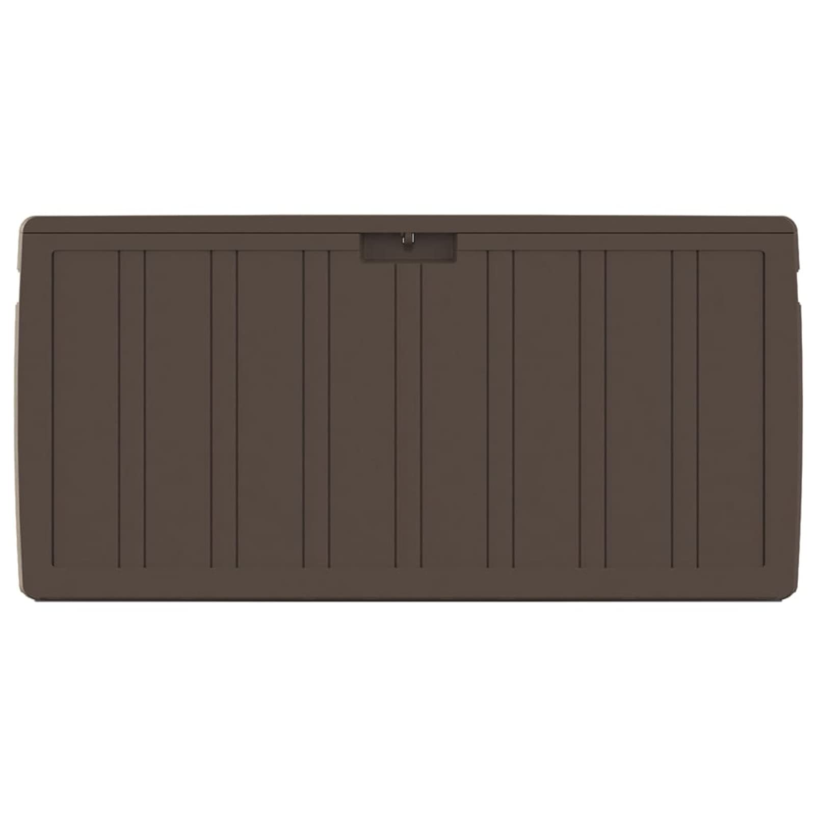 Homgoday Baúl mueble contenedor cojines marrón 117 x 45,5 x 57,5 cm 270 L, muebles baúles y baúles, contenedor de jardín, porta herramientas de jardín, puf de exterior, baúl de exterior
