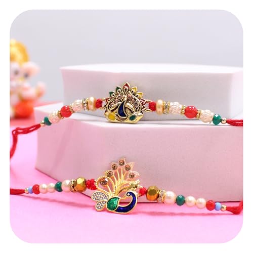 Image of TIED RIBBONS Rakhi for Brother - Set of 2 Rakhi for Brother Men Boys Kids Bhaiya with Roli Chawal - Rakhi's for Rakshabandhan