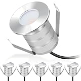 Gardencoin Outdoor Recessed LED Lights, Heavy Duty Soffit and Deck Stair Lighting Widely Used, 3W 12-24V Low Voltage Landscape In Ground Well Light, Underwater Pond Light, Dimmable, 3000K 6pack