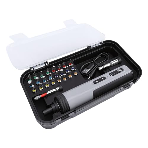 Jiawu Juego de Destornilladores Eléctricos, Kit de Herramientas de Reparación de Batería de 2000 MAh de par Inalámbrico de 5 N.m, Juego de Destornilladores de Precisión con Puntas de 25 Piezas para