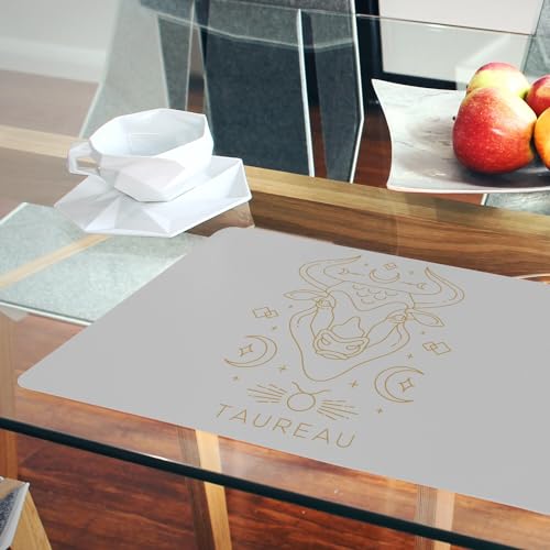 Sets de table gris taureau par 4 pour repas astro chic - 6