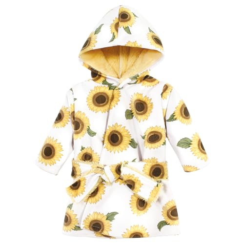 Hudson Baby Unisex Baby Mink with Faux Fur Lining Pool and Beach Robe Cover-ups, Sunflower, 6-12 Months