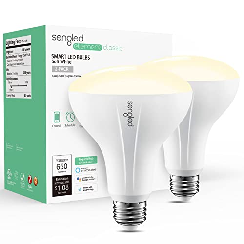 Sengled Zigbee BR30 Smart Bulb, Works with SmartThings and Echo with Built-in Hub, Voice Control with Alexa and Google Home, Hub Required, Dimmable Flood Light Bulb, Soft White 2700K, 2 Pack Sengled Zigbee BR30 Smart Bulb, Works with SmartThings and Echo with Built-in Hub, Voice Control with Alexa and Google Home, Hub Required, Dimmable Flood Light Bulb, Soft White 2700K, 2 Pack