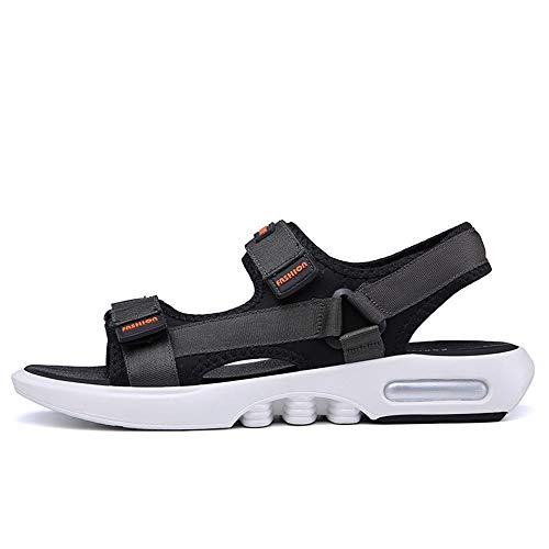 Xingyue Aile Slippers & Sandalen Zomer Outdoor Ademende Strand Sandalen Voor Mannen, Open teen Mode Wandelen Wandelen Vlakke Sandalen Doek Haak & Loop Band Anti-Slip Schoenen ( Kleur: Zwart , Maat : 40 EU ) - Afbeelding 6