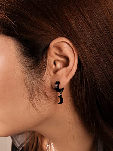 Sacina Black Crescent Moon Earrings - Gothic, Goth, Grunge & Emo Styles - Stainless Steel, No Gemstone3