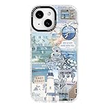 ChiCaseVer for iPhone 15 Case,Coastal Inspiration Collage with Mermaid,Military-Grade Drop Protection,Vintage Coastal Soft Slim TPU Protective Cover with Camera Protection for Girls