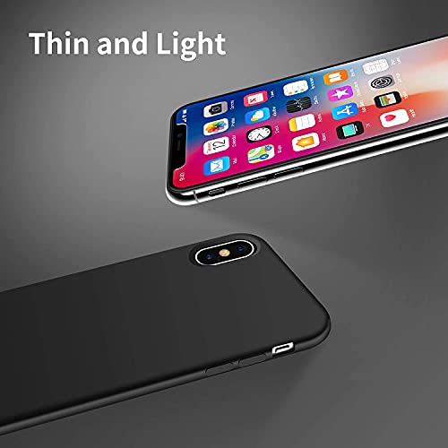 Image of VONZEE Microfiber Candy Case Compatible for iPhoneX /iPhone Xs 5.8 inch, Shockproof Slim Back Cover Liquid Silicone Case - Black