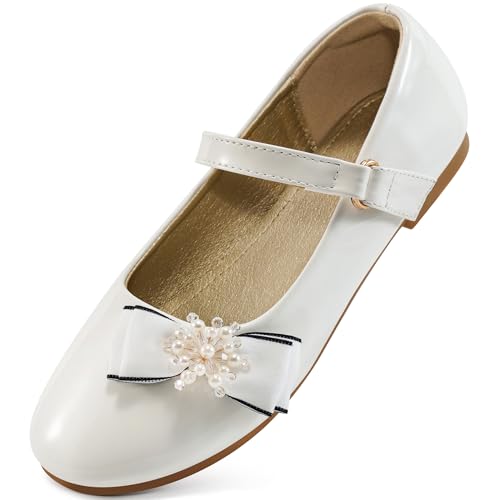Aomigoct Girls Flats Dress Shoes: Little Kid Princess Ballerina Flats for Birthday Party - Girls Mary Jane Shoe for Wedding School