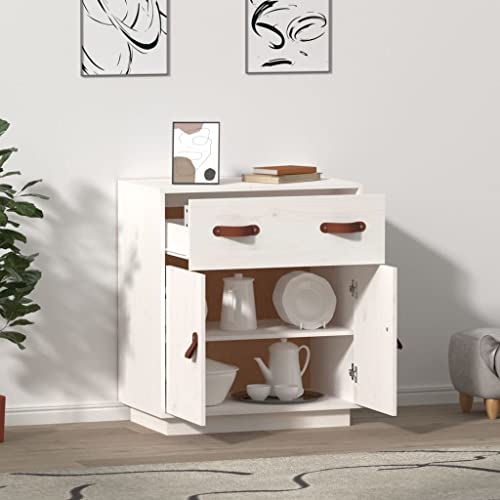 Aparador blanco y bufés de madera maciza de pino para almacenamiento 8