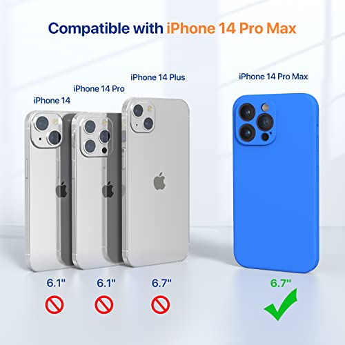 Miracase Designed for iPhone 14 Pro Max Phone Case with Screen Protector,[Upgraded Enhanced Camera Protection],Shockproof Liquid Silicone Case with Microfiber Lining,6.7 inch, Mediterranean Blue