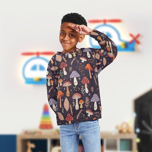 JUNZAN Autumn with Mushrooms and Seasonal Big Boys Pullover Hoodie Crewneck Boys Sweat Shirt Party 4T4