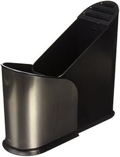 Umbra Furlo Black Stainless Steel Expandable Utensil Holder - Multi Functional Kitchen Caddy Organizer with Divider and Plastic Basket - Perfect for Keeping Knives in Container on the Kitchen Counter