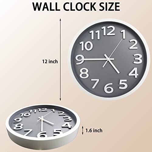Jvxyuieh Wall Clock, 12 Inch Big Wall Clock Silent Non Ticking, 3D Numbers Quartz Battery Operated Modern Clock For Livingroom Bathroom Office Decor | Waterproof Glass Cover | Easy To Install #TOP6