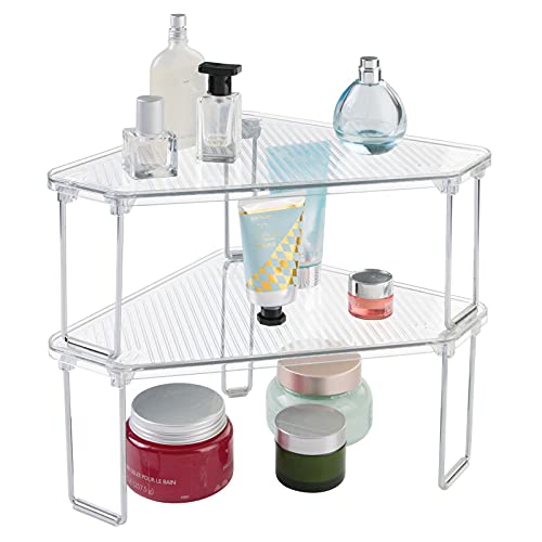 Mdesign corner plastic/metal freestanding stackable organizer she…