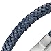 COOLSTEELANDBEYOND Men’s Blue Braided Leather Bracelet with Steel Clasp, Woven Wristband, Modern Casual Fashion