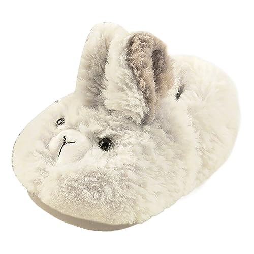 RTPR Invierno Calor Foam Home Slipper Antideslizante Padres Niño Dibujos Animados Interior Felpa Algodón Pantuflas Mujeres y Niñas Zapatillas de Algodón Zapatos Mujer Alta, Blanco, 38 EU