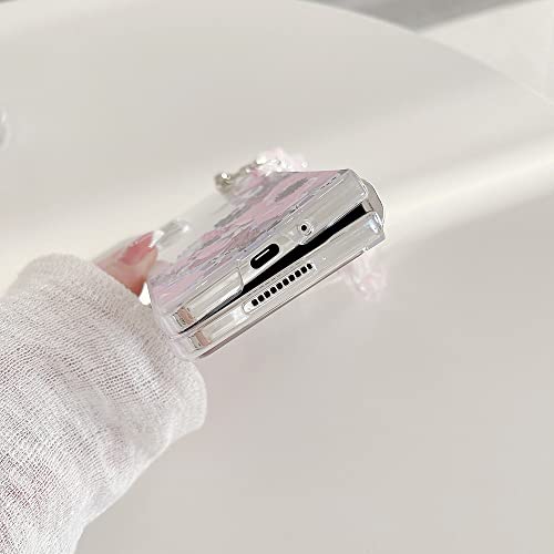 Coque rigide de luxe transparente peinte fleur pour Samsung ZFold4