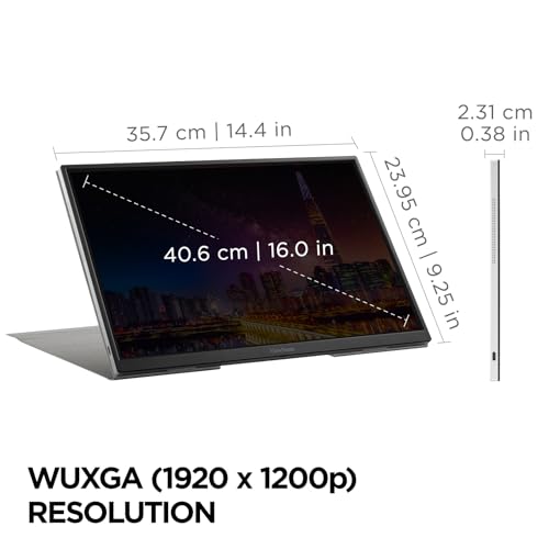 ViewSonic VG1656N 16 Inch 1200p IPS Wireless Portable Monitor with 2 Way Powered 60W USB C, Built-in 4000 mAh Battery and Stand with Smart Cover by ViewSonic - Image 7