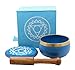 DharmaObjects Tibetan Palm Size Throat Chakra Singing Bowl Premium Gift Set