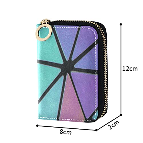 Holographic Rainbow Colorful Triangles of Different Sizes Grey Credit Card Coin wallet, RFID Blocking Compact Women Leather Card Holder, Key Change Organizer, Zipper Purse Clutch Pouch4