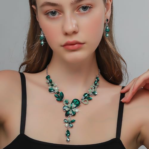 Image of Shining Diva Fashion Stylish Design Fancy Crystal Necklace Jewellery Set for Women | Trendy Celebrity Inspired Jewellery
