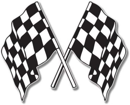 Checkered Flags Racing Vinyl Sticker - Car Phone Helmet Bumper Sticker Decal