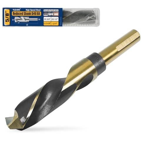 5/8 Inch Drill Bit - High Speed Steel HSS 4241 with 10mm Shank, Black Oxide Coated for Thin Steel Sheet, Plastic, Woodworking, DIY & Automotive Use