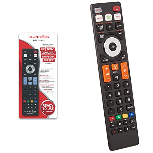 Superior Electronics SUPTRB019 Ready5 Smart- Telecomando universale, Per tutti i televisori LG, Samsung, Sony, Philips e Panasonic costruiti a partire dal 2000 & SUPTRB008, telecomando nero