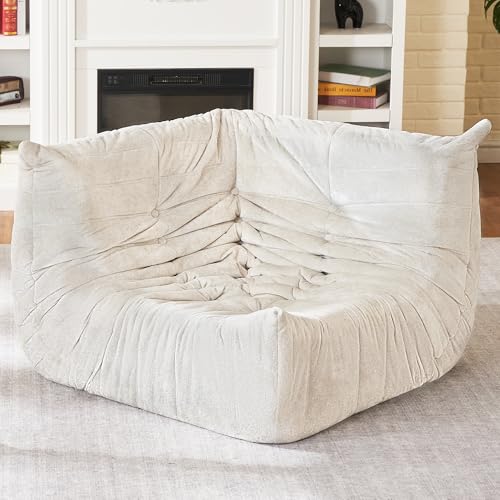 HABUTWAY Bean Bag Chair, Memory Foam Bean Bag Chairs for Adults, Fireside Corner Chair Lazy Floor Corner Sofa for Living Room, Bedroom, Dorm, Office (Beige)
