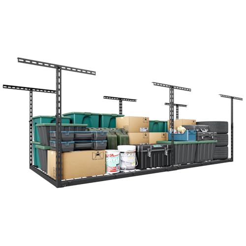 3×8 FT Overhead Garage Storage Rack,750LBS Weight Capacity | 26″-40″ Height Adjustable, Heavy Duty Garage Ceiling Storage Rack, No Sagging, Rust Resistant
