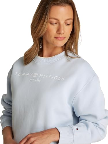 Tommy Hilfiger Damen Sweatshirt ohne Kapuze, Blau (Breezy Blue), XXXL – Ansicht 3