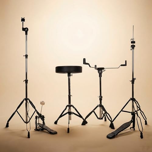 Image of ARCTIC CRONOS 5 Piece Complete Acoustic Drum Kit /Drumset with drumsticks, Cymbals and throne - Nickel Hardware. Best Sounding shells, most durable build, Professional level Configuration. (Red)