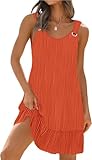 Disamer Womens Sundresses 2026 Vacation Beach Dresses Swimsuit Cover Ups Sleeveless Button Down Spring Sun Summer Dress,LIU Orange,Medium