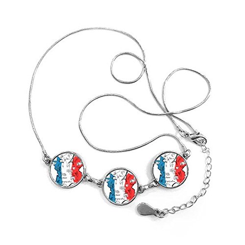Collier drapeau France pendentif rond motif architecture et paysage national