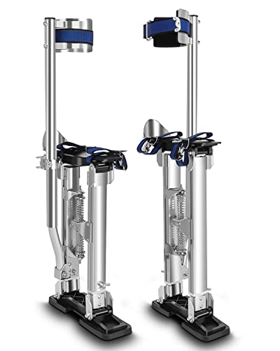 Drywall Stilts,18''-30'' Stilts for Adults Adjustable Heights Aluminum Tool Stilts with Protective Knee Pads for Sheetrock Drop Ceiling Painting Pruning Branches or Cleaning
