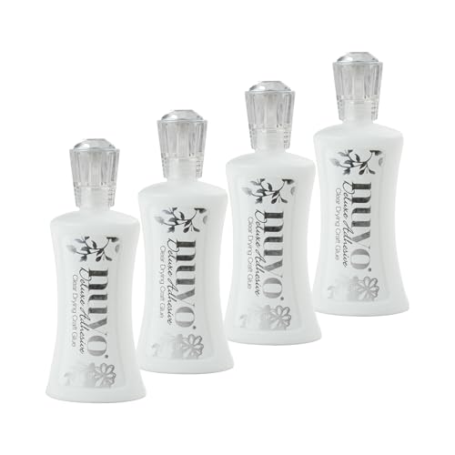 Nuvo Adhesivo de lujo, pegamento blanco sedoso a base de agua, se seca transparente (paquete de 4)