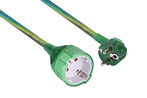 Electraline 900047 Rallonge 3 m avec Prise Schuko, câble 3G1,5 mm², Vert