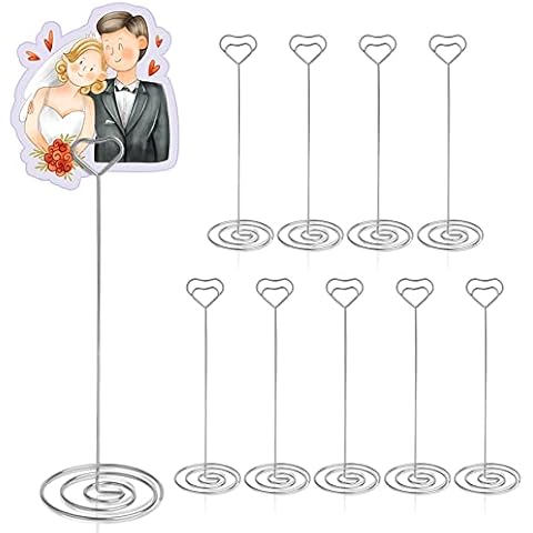 HomWanna Table Number Holders 10Pcs - 8.75 inch Heart Shaped Place Card Holder Tall Table Number Stands for Wedding Party Graduation Reception Restaurant Home Centerpiece Decoration Memo (Silver) Cover
