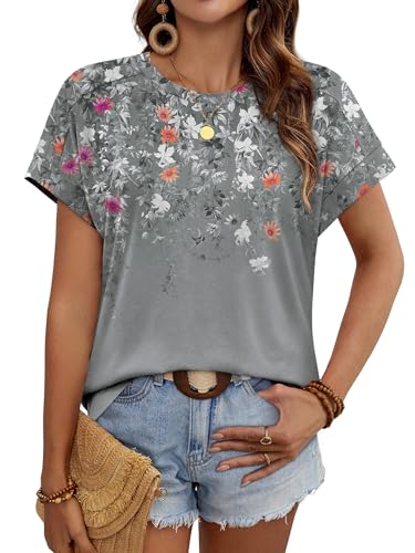 Image of WIHOLL Womens Tops Short Sleeve Shirts Summer Outfits 2026 Spring Dressy Casual Clothes Clothing