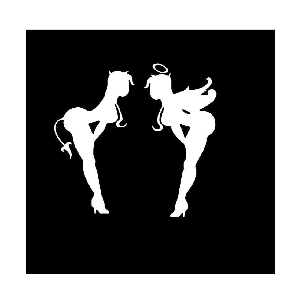 Lady Devil Angel Girl Decal Vinyl Sticker for Cars Motorcycles Notebook Closet Laptop Helmet(White)