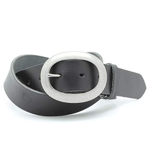 [栃木レザー] スムースレザー仕様 40㎜幅 オーバルバックルベルト (BLACK) RC-046L