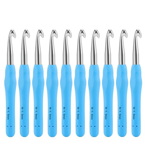 Image of Vodiye 10PCS Crochet Hooks, Professional Extra Long 10.0mm Crochet Hook, Ergonomic Handle Crochet Hooks Set, Crochet Needle for Beginners and Experienced Crochet Hooks Lovers (10pcs - 10mm)