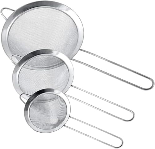 Kit 3 Jogo de Peneiras Conjunto Resistente Aço Inox Luxo - Top
