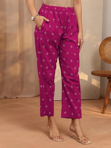 Image of Libas Printed Cotton Blend Straight Kurta Set for Women | daily wear suit