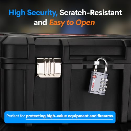 Image of FORGE 4 Digit TSA Approved Combination Lock, Tool Box and Case Lock, Combination Padlock for Travel, Gym, Home. Grey 1 Lock.